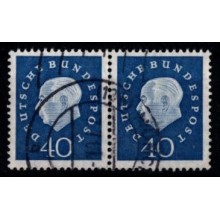 1959 - Vesttyskland - MICHEL 305/305 - Frimærker - Præsident Heuss - 40 pf. mærker, blå, vandret par - Stemplet.